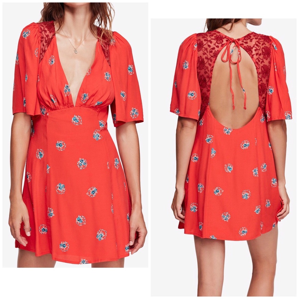 Free people Mockingbird Open-Back Mini Dress Size6